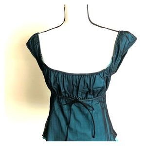 Nicole Miller top aqua/black